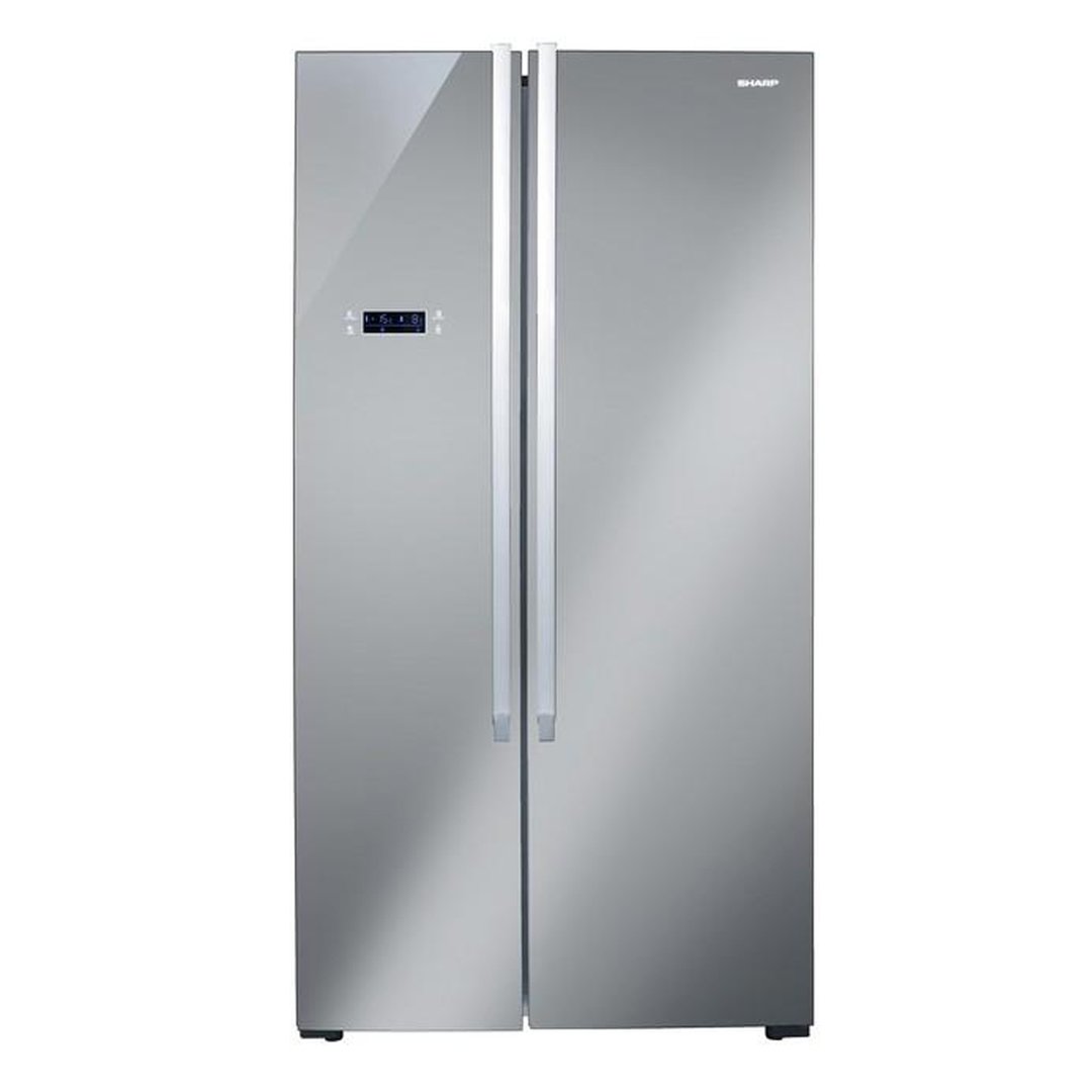 SHARP Çift Kapı Silver Cam Buzdolabı
